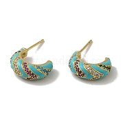 Серьги-гвоздики из латуни с микропаве из кубического циркония EJEW-R162-40G