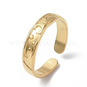 Ion Plating(IP) 304 Stainless Steel Crescent Moon Open Cuff Ring for Women RJEW-C046-01G