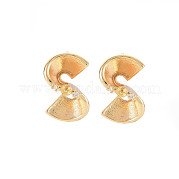 Brass Micro Pave Clear Cubic Zirconia Stud Earring Findings KK-S364-054