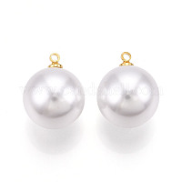 Подвески из латуни и АБС-пластика с имитацией жемчуга&nbsp;KK-N261-16mm-121G