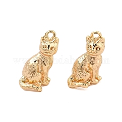 Colgantes de latón, Sin cadmio y níque y plomo, encantos de forma de gato, real 18k chapado en oro, 15x7x8mm, agujero: 1.2 mm
