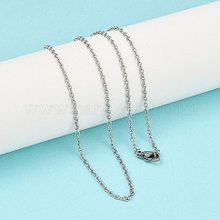 Collares de cadena tipo cable unisex, clásicos, lisos, de acero inoxidable 304, resistentes al deslustre, para hombre y mujer., con cierre de langosta, color acero inoxidable, 17.7 pulgada (45 cm)