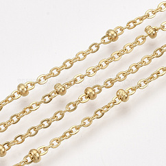 304 Edelstahl-Kabelketten, Satellitenketten, gelötet, mit Spule, golden, 2.5x2x0.5 mm, ca. 32.8 Fuß (10m)/Rolle