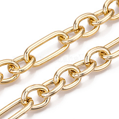 Chaîne figaro en aluminium, non soudée, or clair, 36.5x17x4mm, petit ovale: 21.8x17x4mm