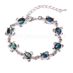 Pulseras de eslabones de concha de abulón natural/concha de paua de tortuga marina para mujer