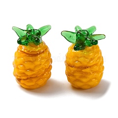 Serie de frutas, cuentas de lampwork hechas a mano, piña, 21.5~22.5x14~14.5mm, agujero: 1.8 mm