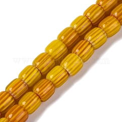 Handgefertigte Chevron-Perlenstränge aus Glasperlen, Fass, golden, 8x7.5 mm, Bohrung: 1.2 mm, ca. 47 Stk. / Strang, 14.69'' (37.3 cm)
