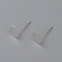 Accesorios para pendientes de acero inoxidable 304, plano y redondo, plata, 6x0.3mm, pin: 0.7 mm