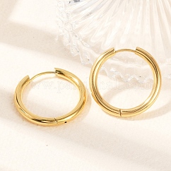 Pendientes de aro de acero inoxidable 304 con revestimiento iónico (IP), pulido manual, anillo, real 18k chapado en oro, 9 diámetro, 25x26x3mm, pin: 1 mm