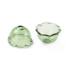 Cône de perles de verre pour la fabrication de carillons éoliens, multi-pétale, fleur, vert de mer moyen, 21~24.5x13mm, Trou: 2mm