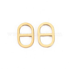 Dijes de conector de acero inoxidable 304, dijes de malla azul marino, encantos de malla marina, oval, real 14k chapado en oro, 11x7x1mm, agujero: 5x3.5 mm