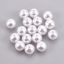 300 Pcs White ABS Faux Pearl Beads Creamy White Big Hole Plastic