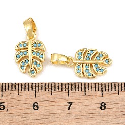 Breloques en laiton serties de micro-pavés de zircon cubique bleu ciel&nbsp;CU-CBAA571-03G