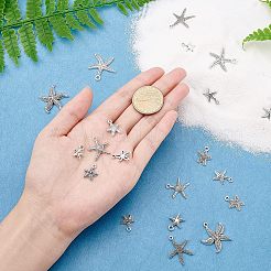 Подвески в форме морских звезд / морских звезд из сплава в тибетском стиле&nbsp;TIBEP-PH0001-14AS-RS