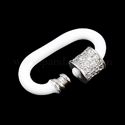 Moschettone a vite ovale in ottone micro pavé di zirconi cubici trasparenti&nbsp;KK-B167-01A-P