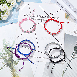 6шт 6 цвета медаль Святого Бенедикта сплав плетеный браслеты из бисера набор&nbsp;BJEW-AN0001-70