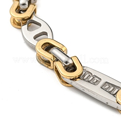 Bracciale a catena con maglie ovali e rettangolari in acciaio inossidabile 201 bicolore con placcatura ionica (ip)&nbsp;BJEW-B078-11GP