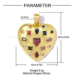 Pendentifs en laiton avec zircon cubique micro pavé&nbsp;CU-OY001-90G
