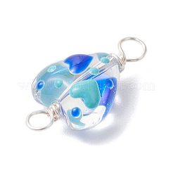 Подвески-сердечки ручной работы из стеклянной эмали&nbsp;PALLOY-JF04263-02