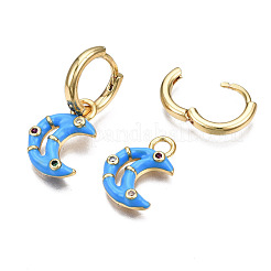 Серьги-кольца из латуни с микро-паве из фианита&nbsp;EJEW-T014-40G-NF