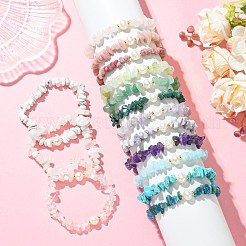 Set di 3 braccialetti elastici con perline di perle d'acqua dolce coltivate naturali e coltivate&nbsp;BJEW-JB13762