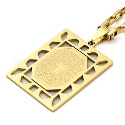 Colliers à pendentif rectangulaire en acier inoxydable 201&nbsp;NJEW-S007-12G