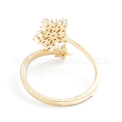 Регулируемые латунные кольца микро манжеты из прозрачного циркония&nbsp;RJEW-F101-19G