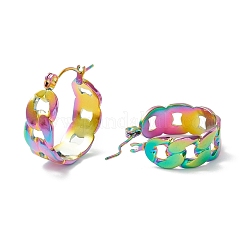 Серьги-кольца в кубинском стиле из нержавеющей стали 304 для женщин&nbsp;EJEW-P197-07MC