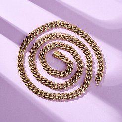 Ожерелья из кубинской цепочки из нержавеющей стали 304 толщиной 8 мм для унисекс&nbsp;NJEW-K295-02A-G