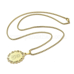 Colliers à chaîne ovale en acier inoxydable 201 avec pendentif vierge&nbsp;NJEW-H055-08G