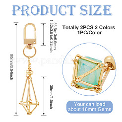 2 шт. 2-цветный латунный пустой держатель для камня для брелка&nbsp;KEYC-TA0001-34