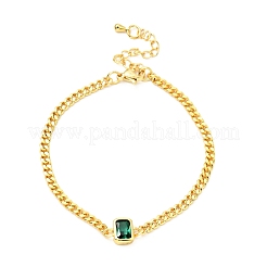 Bracelet à maillons rectangulaires en zircone cubique avec chaînes gourmettes&nbsp;BJEW-A127-07G