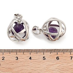 Подвески с круглыми шариками из натурального аметиста&nbsp;G-Q163-05P-01
