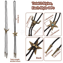 2 шт. 2 стиля регулируемый винтажный галстук-боло из искусственной кожи&nbsp;NJEW-GF0001-11