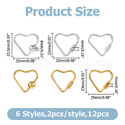 12 шт. 6-х стилистический карабин из нержавеющей стали с винтовым креплением&nbsp;STAS-HS0001-62