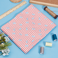Tessuto di cotone con motivo a fiocco e tartan&nbsp;DIY-WH0890-31A