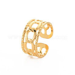 Anillo de puño abierto con forma de cadena de eslabones de acero inoxidable 304 con revestimiento iónico (IP) para mujer&nbsp;RJEW-S405-150G