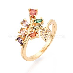 Манжеты из латуни с микро паве кубический цирконий для женщин&nbsp;KK-T071-72G