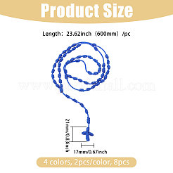 8 collier de chapelet avec pendentif croix en nylon de 4 couleurs&nbsp;DOLL-CA0001-03