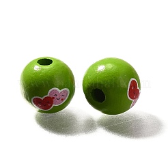 Perles en bois imprimées avec éléments de la Saint-Valentin&nbsp;WOOD-R002-01-11
