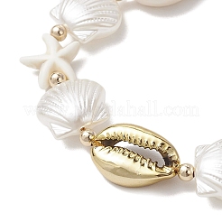 Bracelets tressés en perles de coquillages cauris mélangés naturels&nbsp;BJEW-JB11862-03