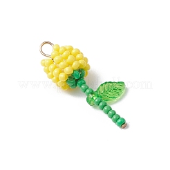 Круглый стеклянный бисер класса А акриловые цветочные подвески&nbsp;PALLOY-MZ00690-01