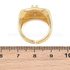 Bagues ouvertes en laiton micro pavé de zircones cubiques transparentes&nbsp;KK-CBA960E-21G