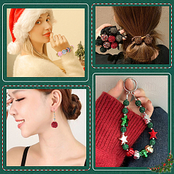 40 шт. 8-х цветные круглые бусины из смоляных стразов с рождественской тематикой&nbsp;OACR-PA0001-22