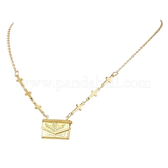 Латунный медальон-подвеска с подвеской в виде сумки&nbsp;NJEW-JN05838