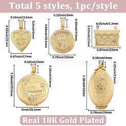 5шт 5 стиля латунные подвески-медальоны&nbsp;KK-SC0007-17