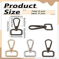 6 шт. 3 цвета поворотные застежки из сплава&nbsp;FIND-LP0003-83