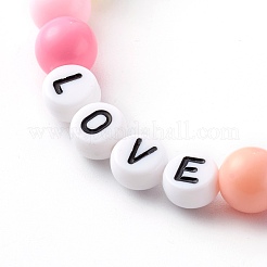 4 pièces 4 styles de bracelets de perles extensibles acryliques opaques ronds pour enfants&nbsp;BJEW-JB06227