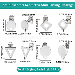 80 шт. 4 стиля фурнитуры для сережек-гвоздиков из нержавеющей стали 201&nbsp;EJEW-BBC0001-26
