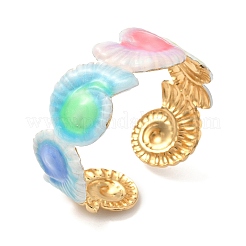 Браслеты-манжеты из нержавеющей стали Ocean 304 с эмалью для женщин&nbsp;BJEW-F518-02G-G